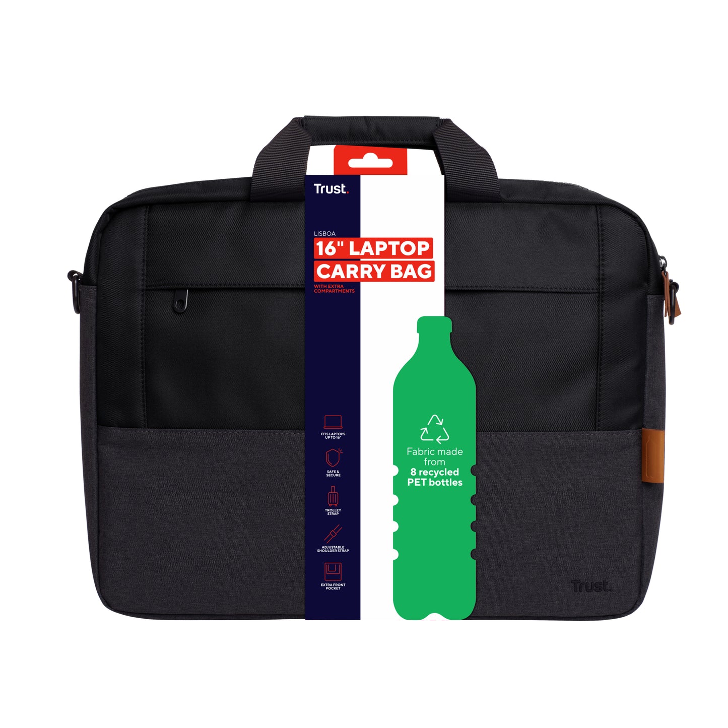 TRUST LISBOA 16 LAPTOP BAG - BLACK