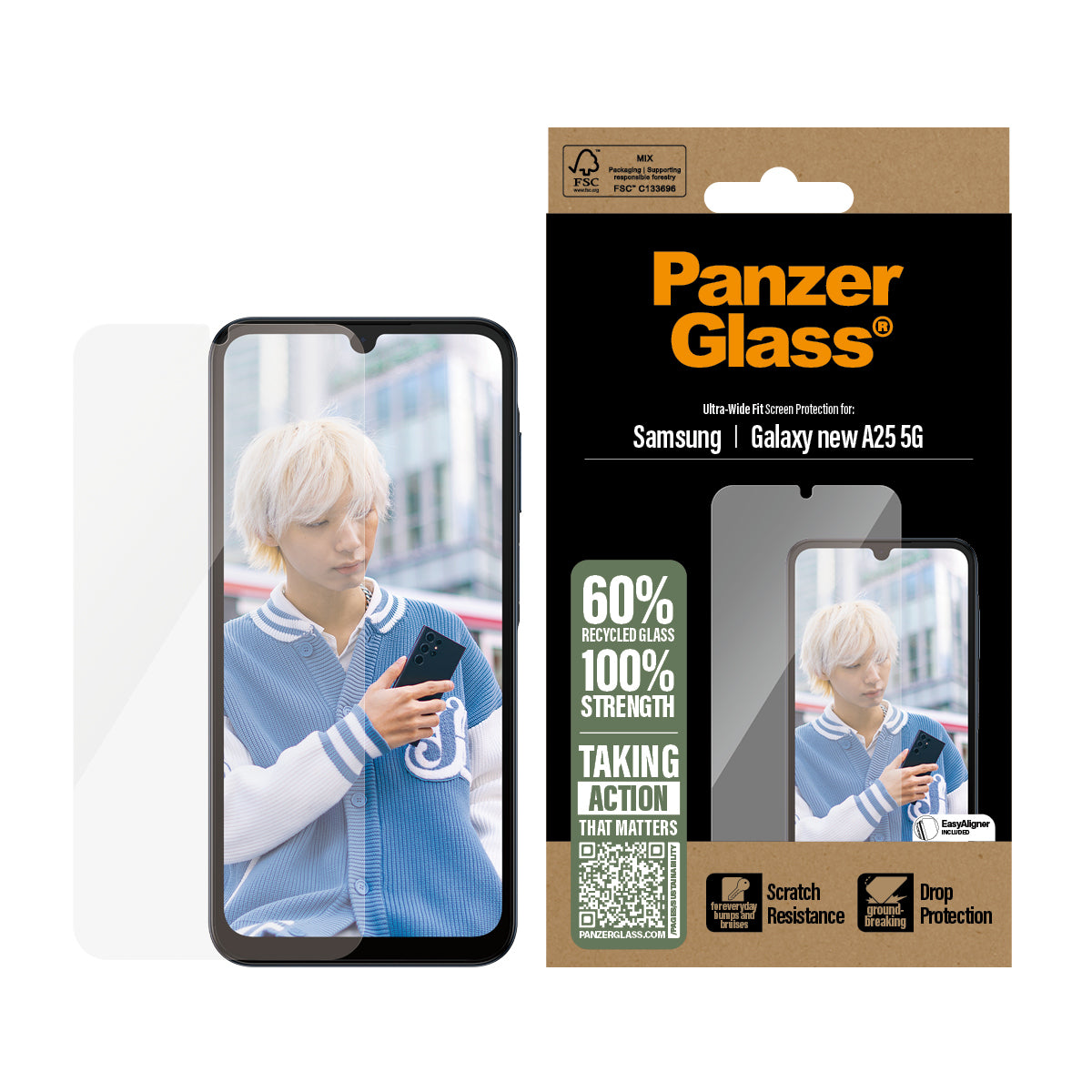 PanzerGlass Screen Protector Ultra-Wide Fit - Clear - voor Samsung Galaxy A26 5G