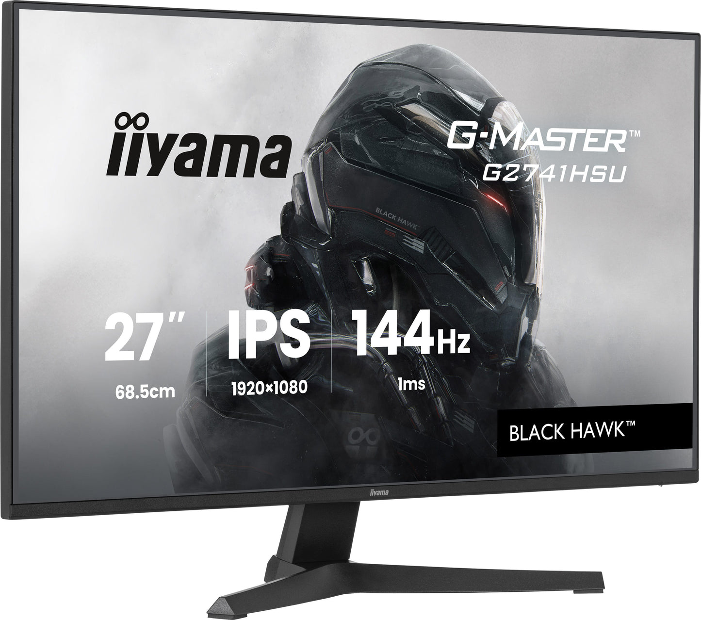 IIYAMA 27WIDE LCD, G-Master Black Hawk, 1920 x 1080, 144 Hz IPS panel, LED Bl., Freesync,  USB-Hub(2xOut v2.0),  350 cd/m², 1500:1 Static C