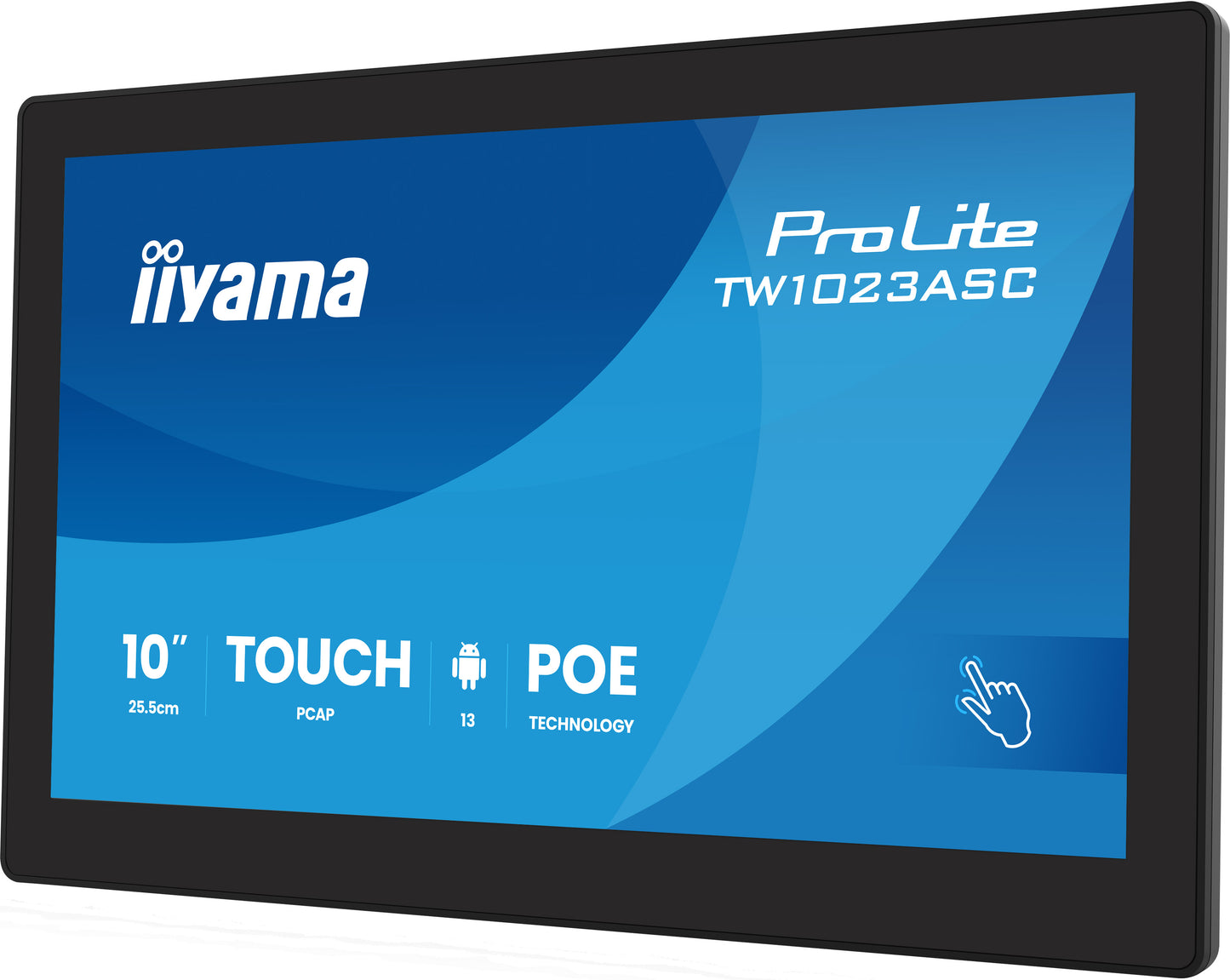 IIYAMA 10,1 LCD Panel-PC with Android and PoE, Projective Capacitive Bezel Free 10-Points Touch Screen, 1280 x 800, IPS panel, LED Bl., Fla