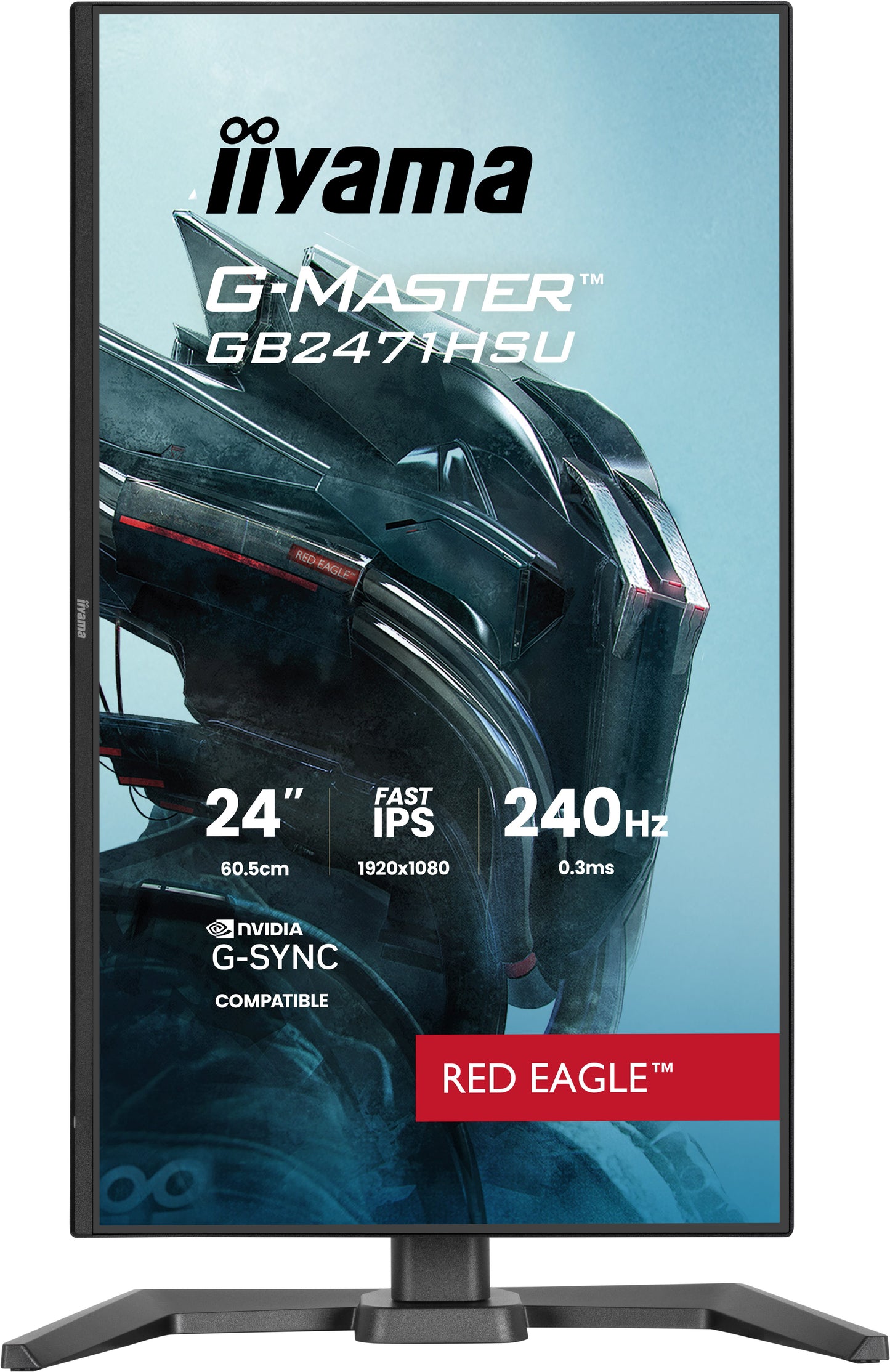 IIYAMA 24WIDE LCD, G-Master Red Eagle, 1920 x 1080, 240 Hz Fast IPS panel,USB-Hub, Pivot, Height Adjust.(15cm), 350 cd/m², 1000:1 Static Co