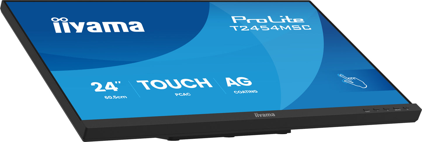 IIYAMA T2454MSC-B3AG 24inch InCell PCAP 10P Touch Anti Glare 25perc Haze 1920x1080 IPS-panel Slim Bezel Speakers DisplayPort