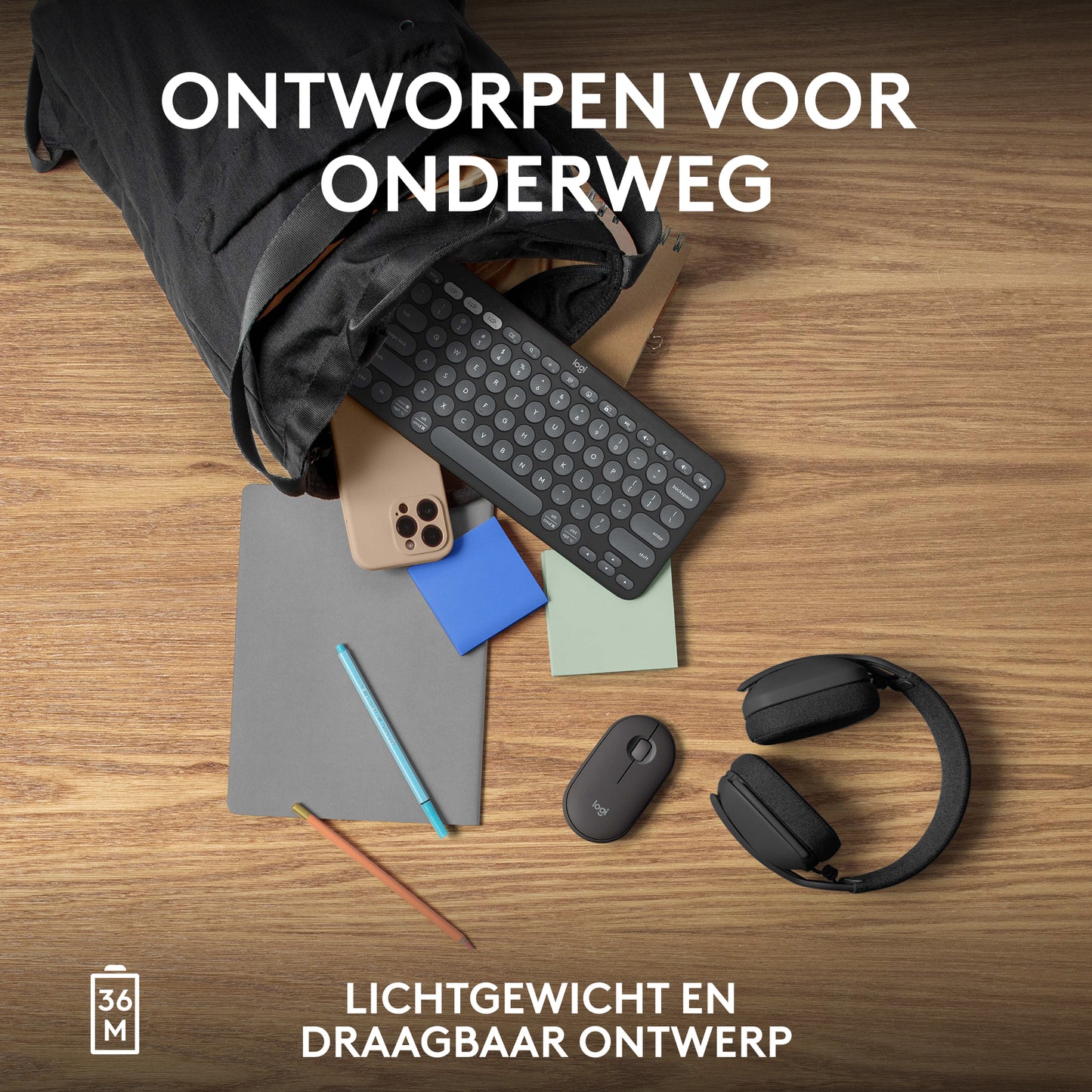 Logitech Pebble Keys 2 K380s Wireless Keyboard - USB Interface - French - AZERTY Layout - Graphite
