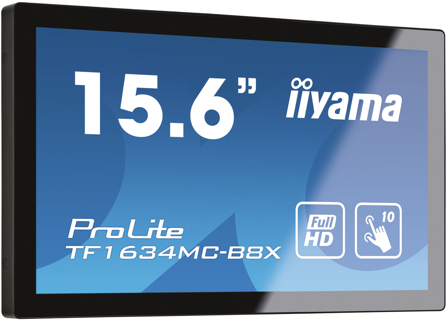 15,6  PCAP Bezel Free, 10P Touch with Anti-Finger print coating, 1920x1080, DisplayPort, HDMI, VGA, 405cd/m2 (with touch), Through Glass (Gl