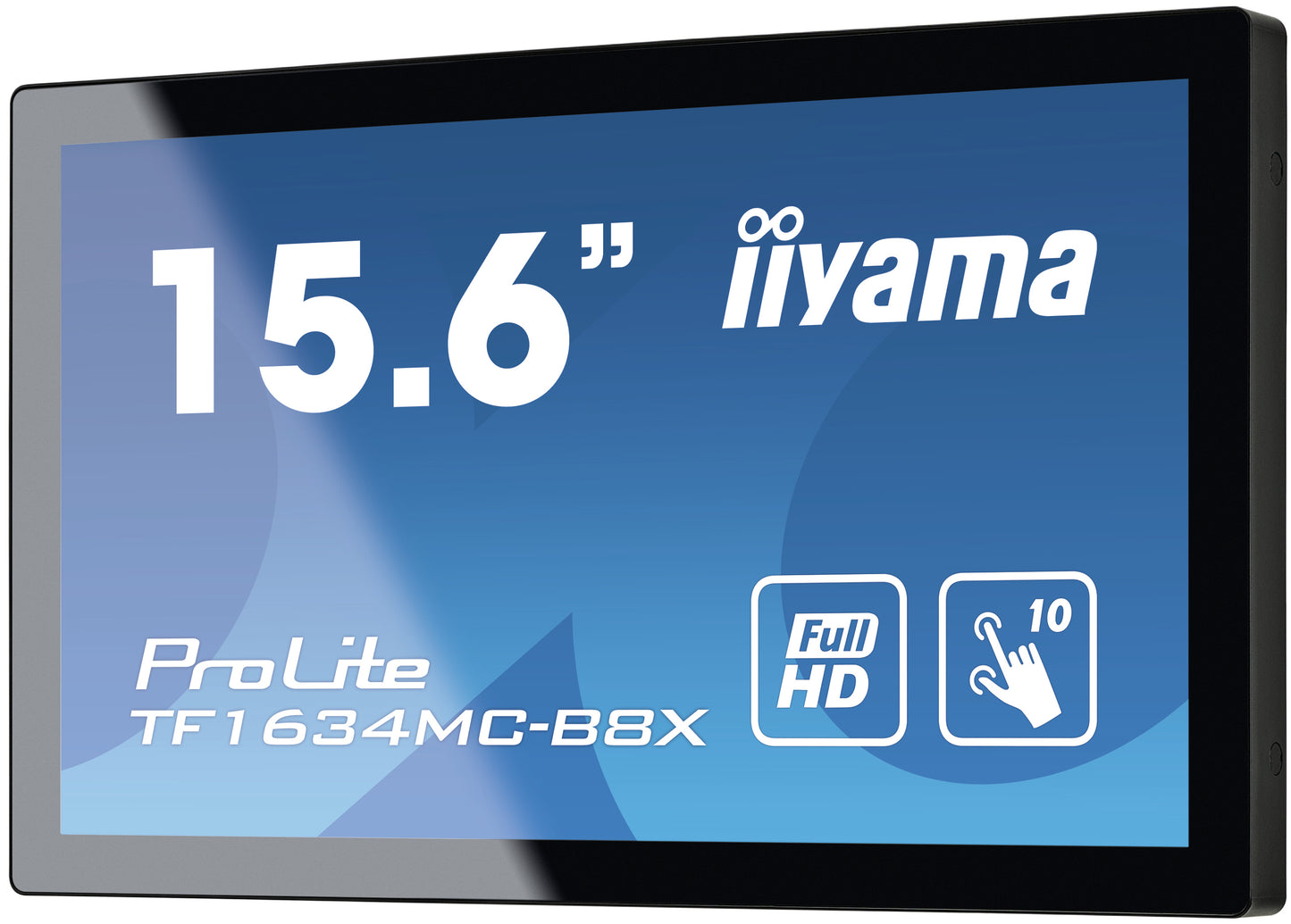 15,6  PCAP Bezel Free, 10P Touch with Anti-Finger print coating, 1920x1080, DisplayPort, HDMI, VGA, 405cd/m2 (with touch), Through Glass (Gl