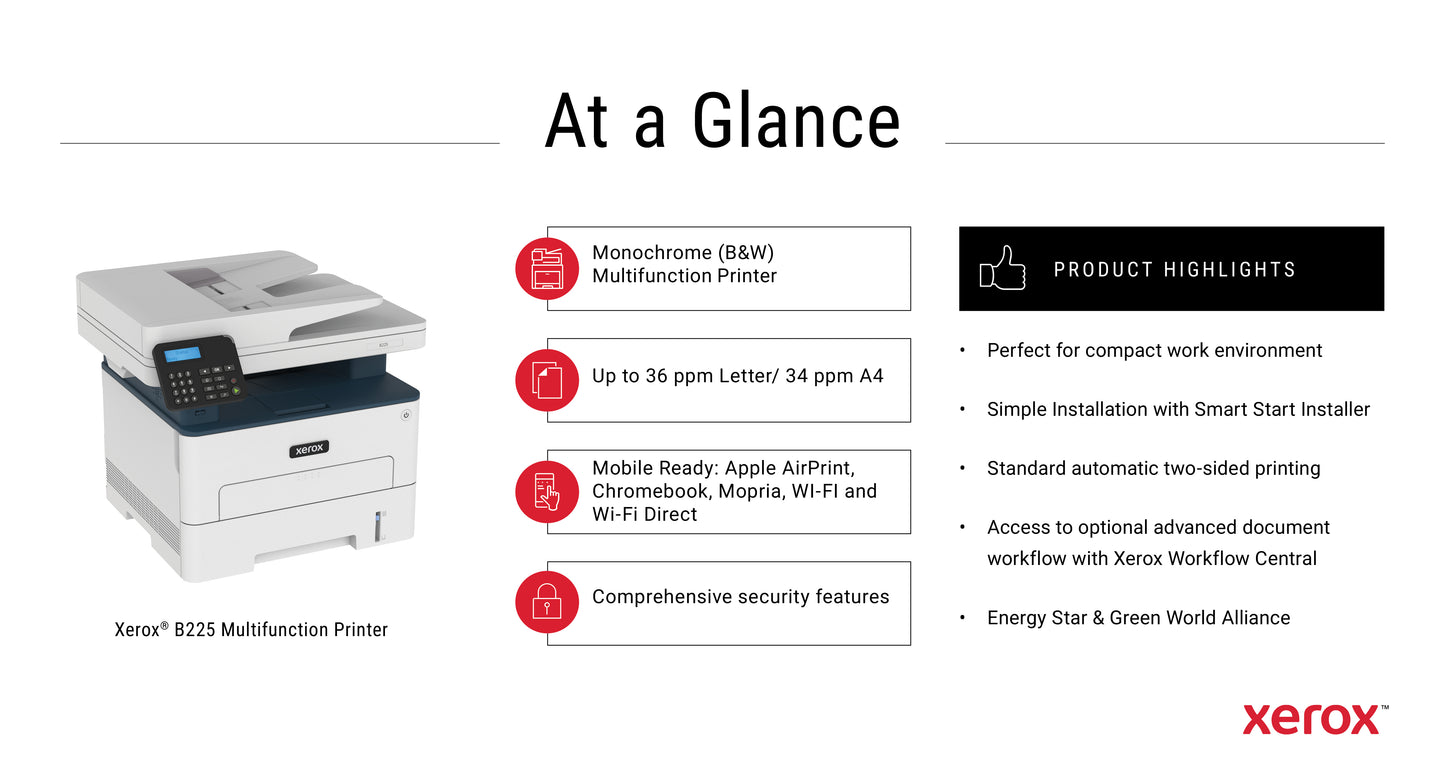XEROX B225 MONO MULTIFUNCTION PRINTER B225V_DNI