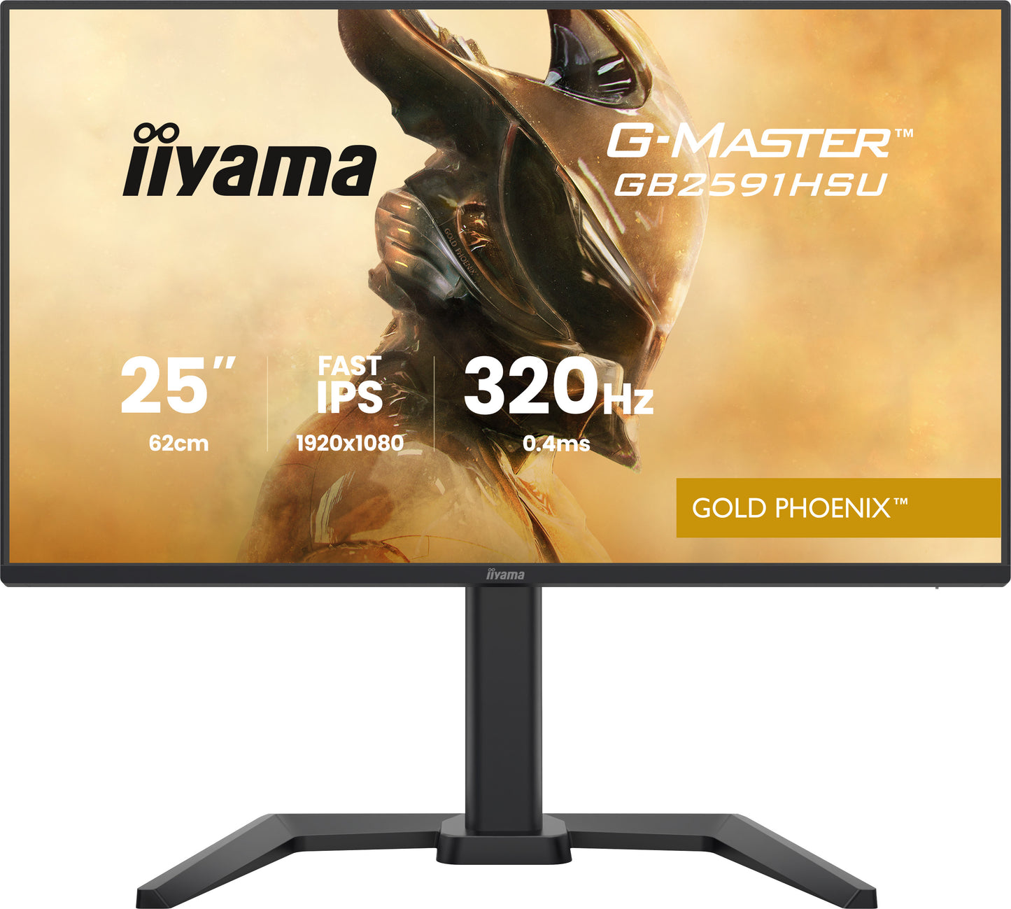 IIYAMA GB2591HSU-B1 G-Master Gold Phoenix 24.5inch Fast IPS FHD 320Hz 350cd/m2 0.4ms 2xHDMI 2.1 DP USB 2x3.2+2xC Speakers 15cm Adj.