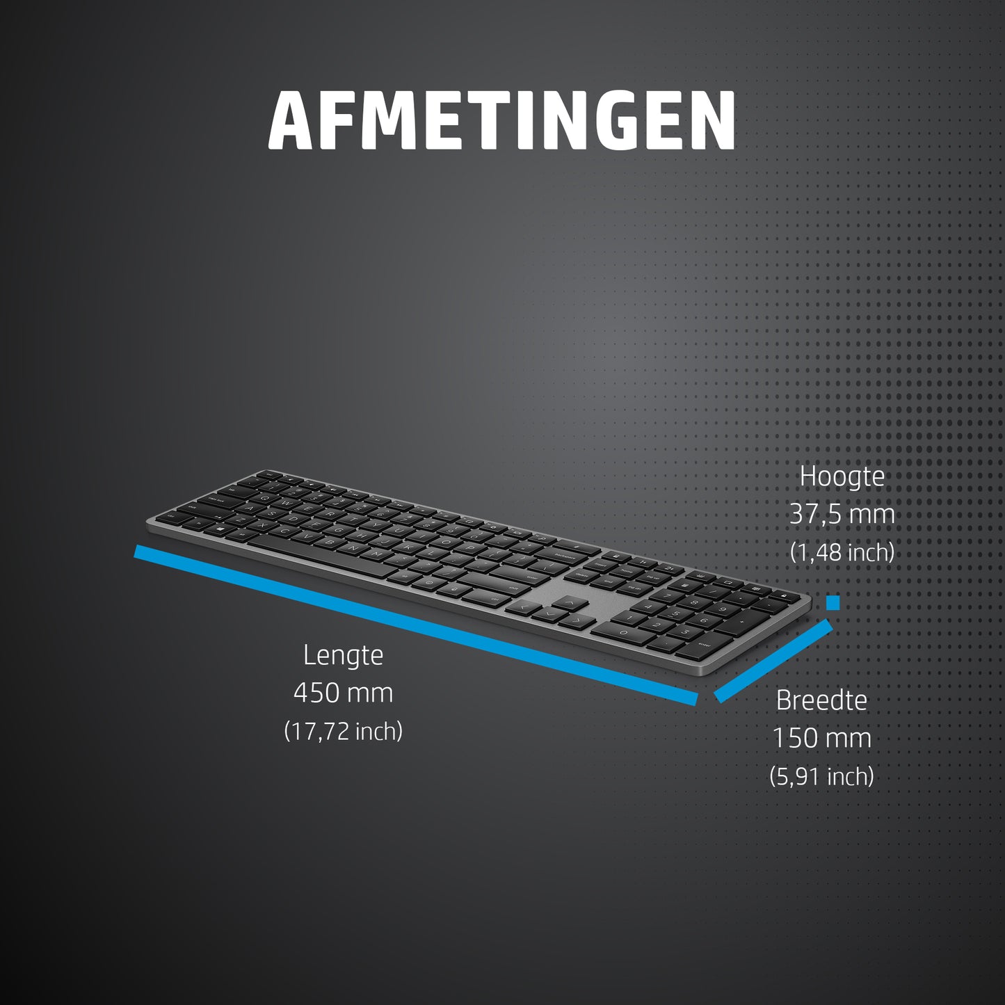 HP 975 USB+BT Dual-Mode Wrls Kbd EU 3Z726AA#ABB