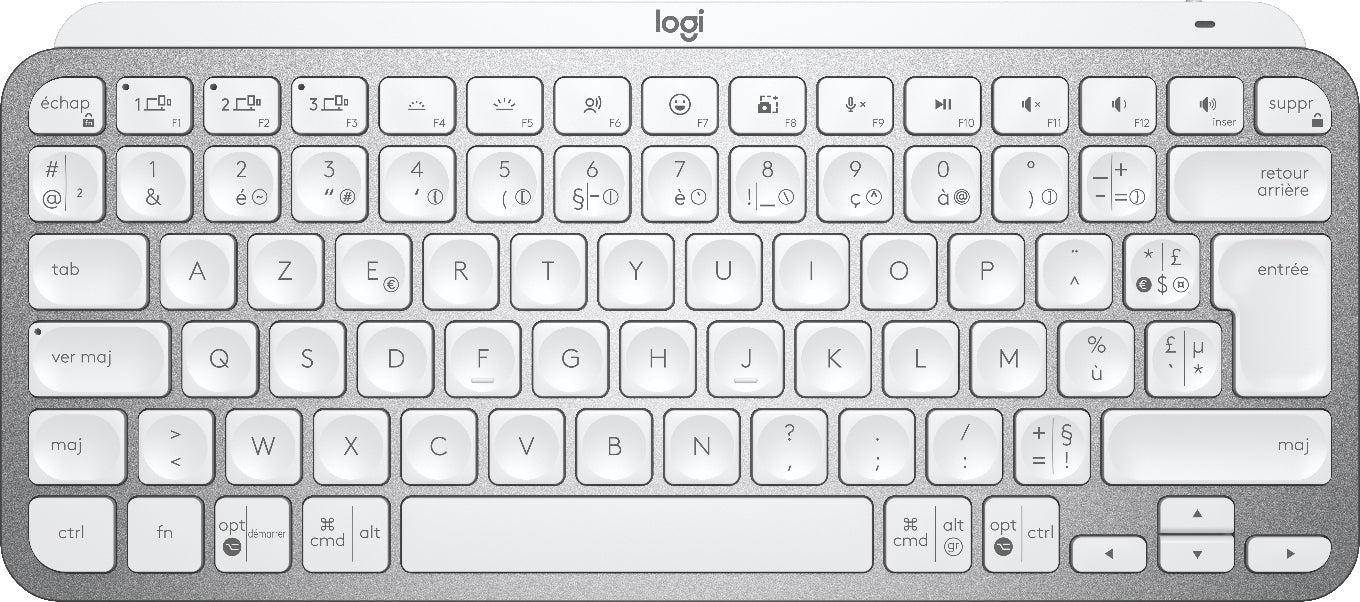 Logitech MX keys Mini Wireless Illuminated, Pale Grey, FR azerty