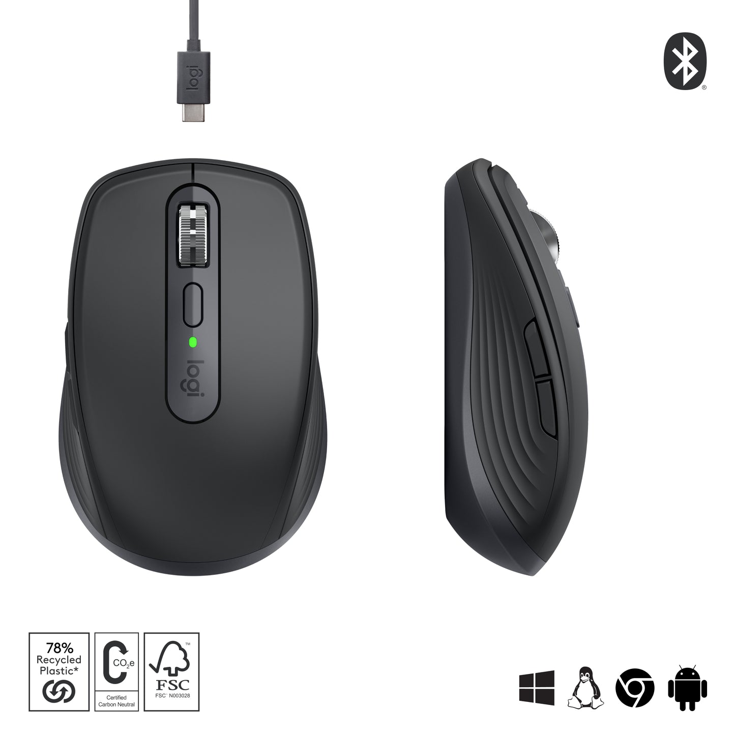 Logitech MX Anywhere 3S wireless mouse - Silent - Graphite