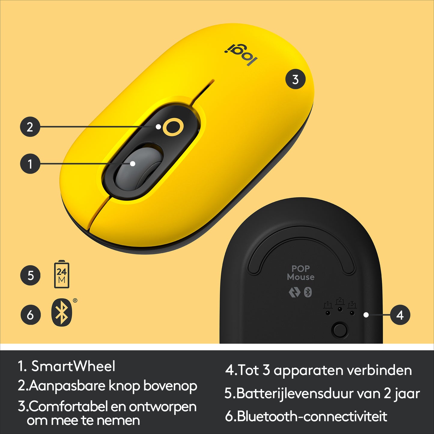 Logitech - POP MOUSE - BLAST-YELLOW