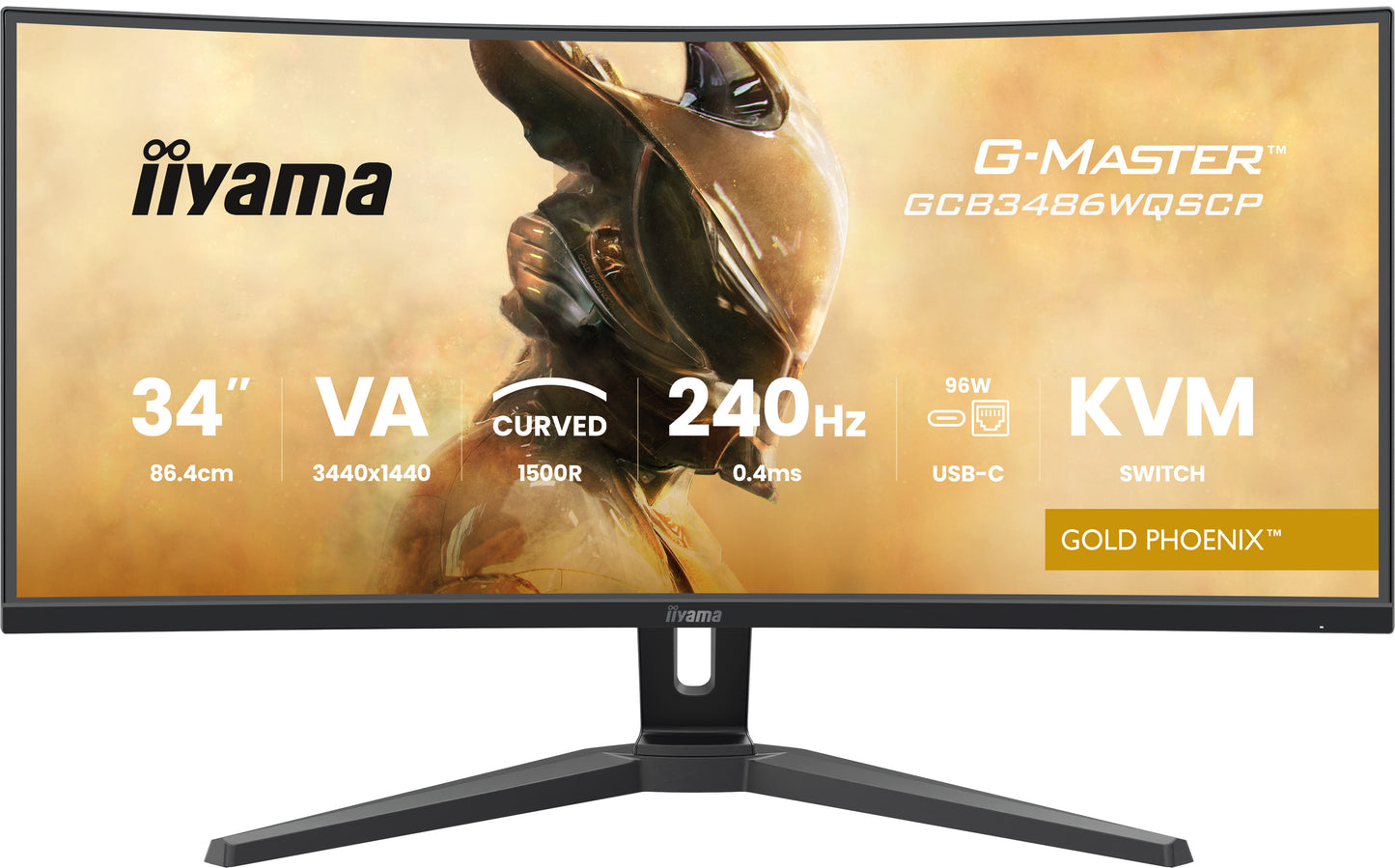 IIYAMA 34WIDE LCD, G-Master Gold Phoenix, 3440 x 1440, UWQHD Curved VA panel, LED Bl., FreeSync  Premium (DisplayPort) VRR / ALLM, USB-Hub