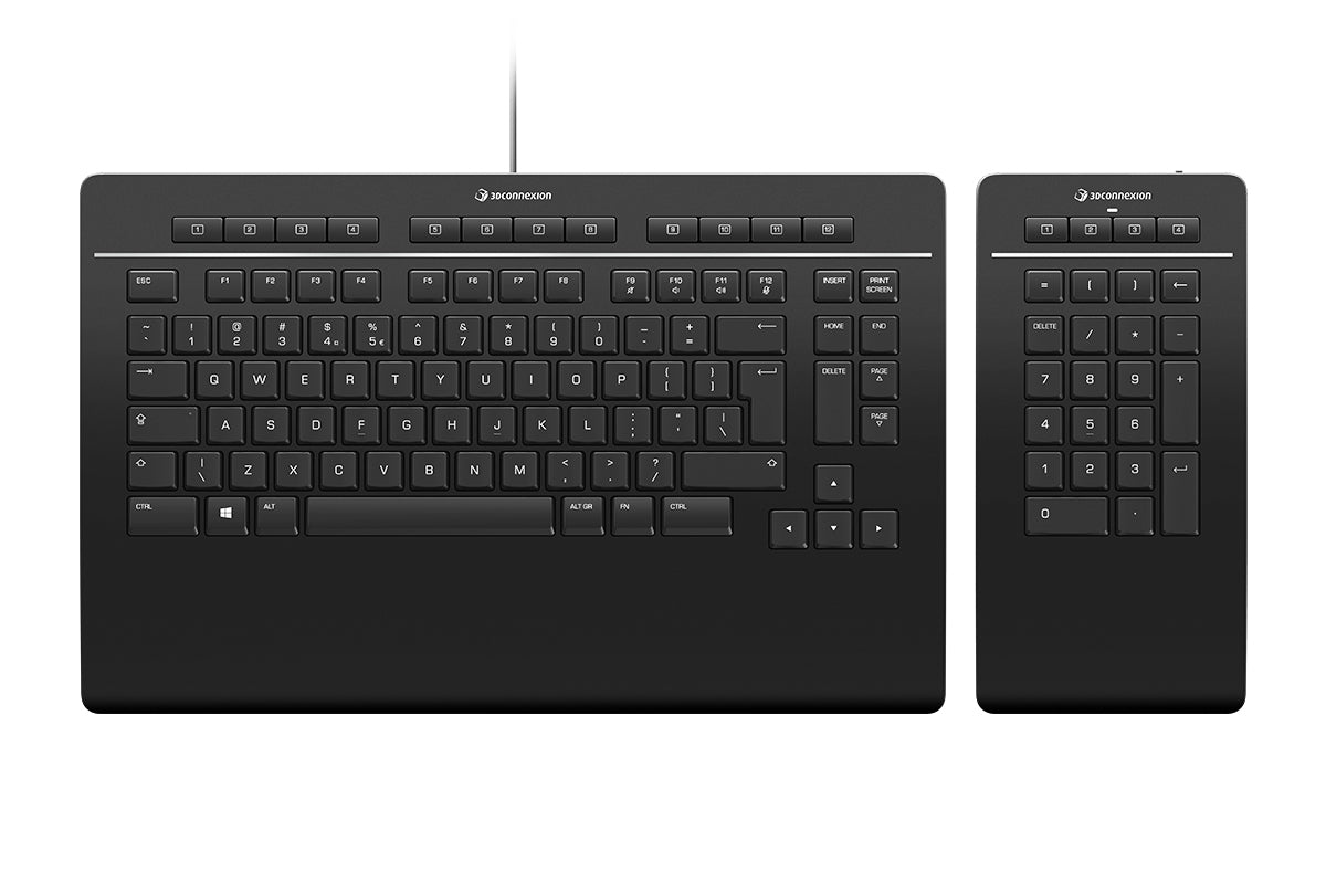Keyboard Pro with Numpad, US-International (QWERTY) CAD / USB-A / Wireless numpad / Microsoft Windows / 12 programmable 3Dconnexion keys