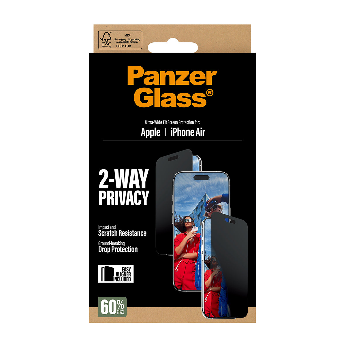 PanzerGlass Privacy Screen Protector Ultra-Wide Fit - Clear - voor iPhone 17 Air