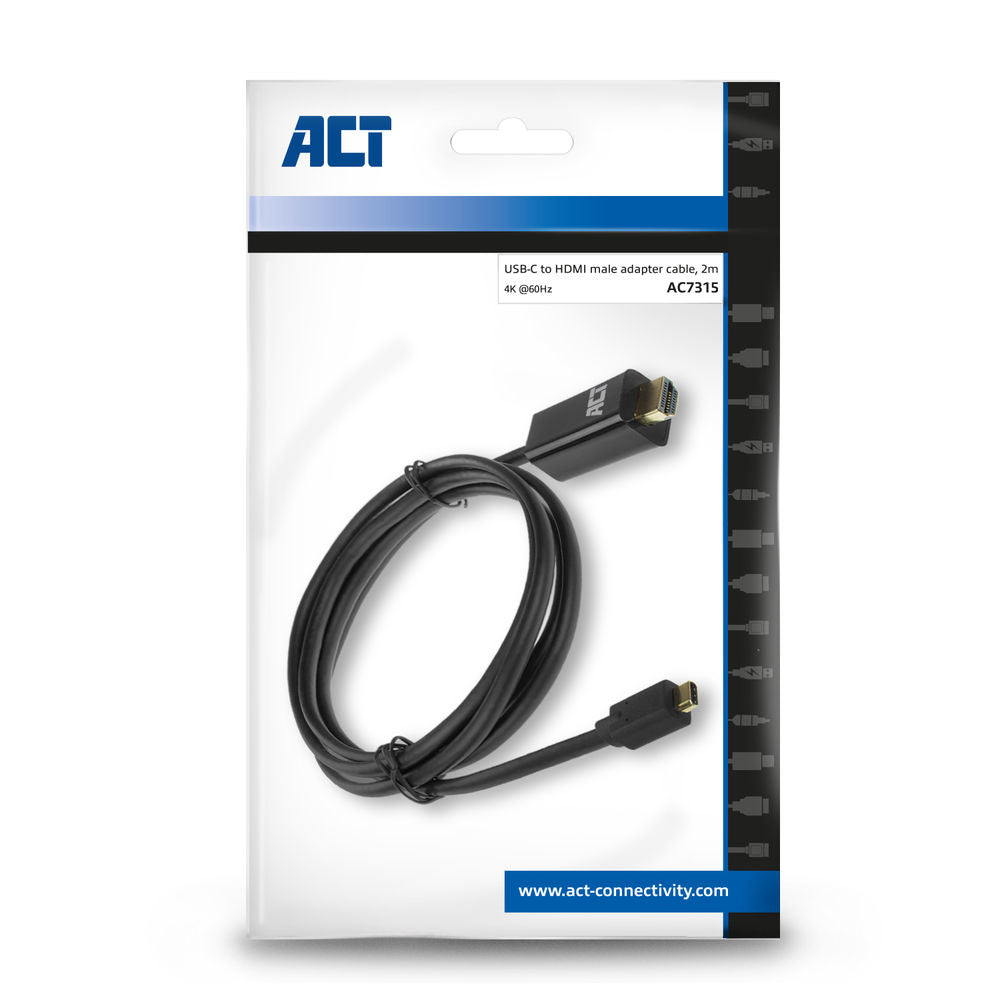 ACT USB-C naar HDMI male aansluitkabel 4K