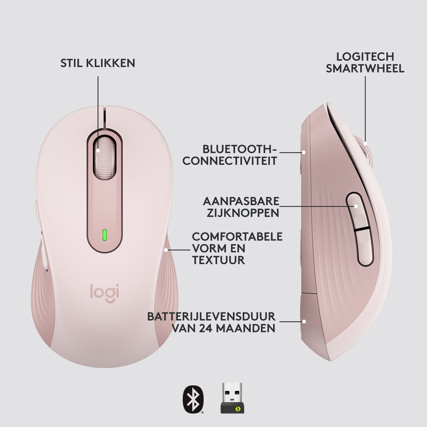 Logitech Signature M650 L Wireless Mouse - ROSE