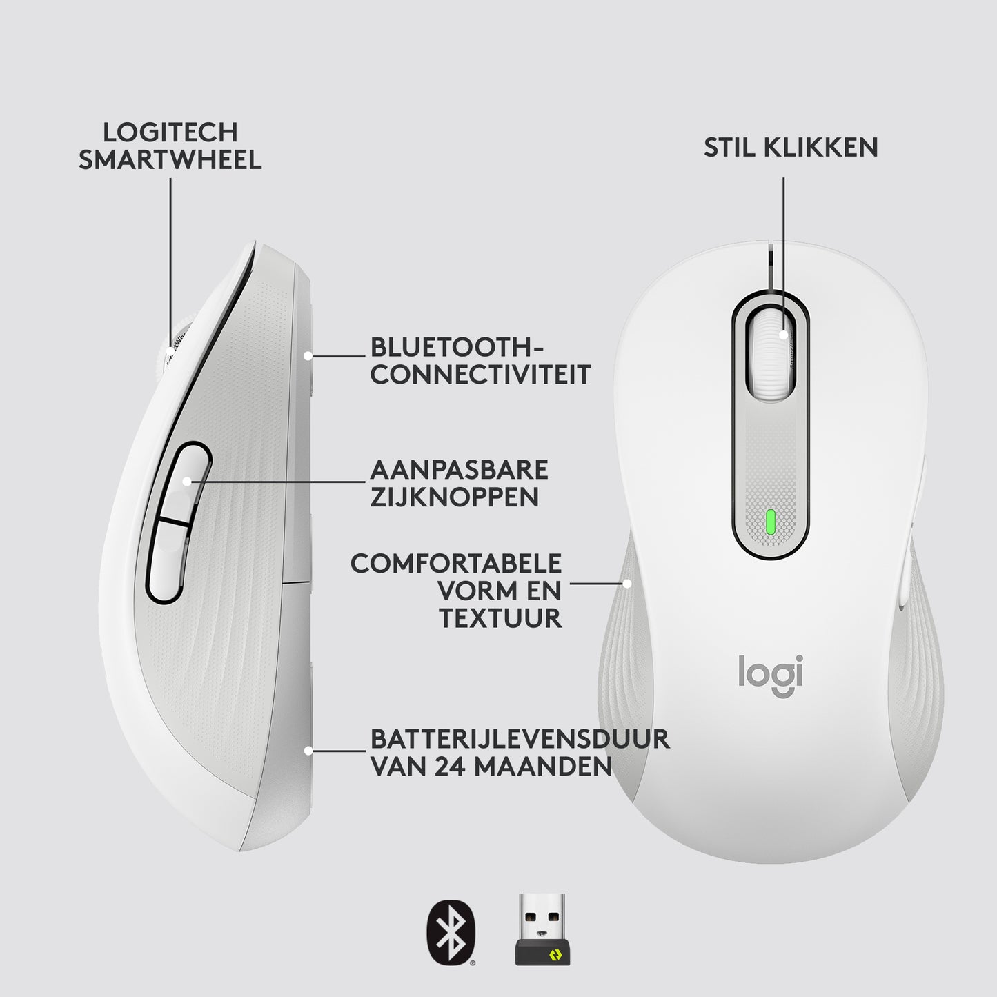 Logitech Signature M650 L Wireless Mouse left-handed - OFF-WHITE