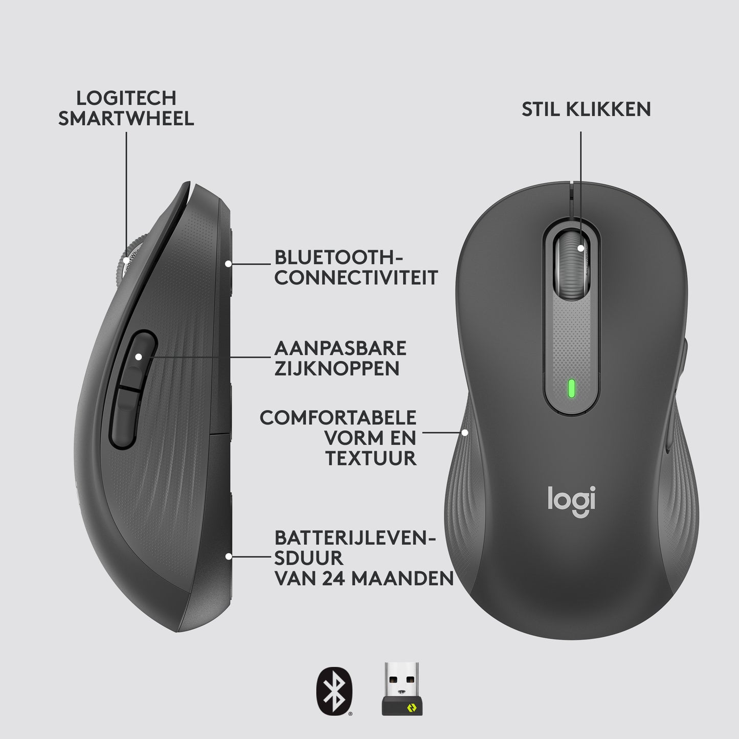 Logitech Signature M650 L Wireless Mouse left-handed- GRAPHITE