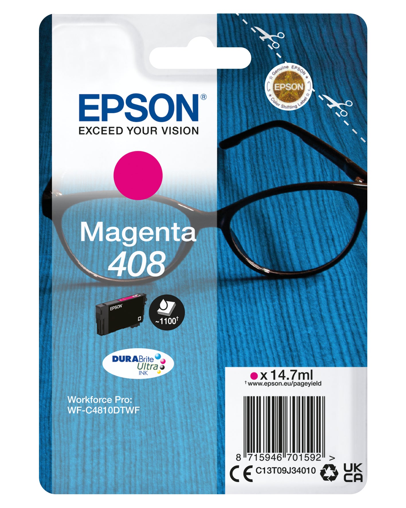 EPSON Singlepack Magenta 408 DURABrite Ultra Ink