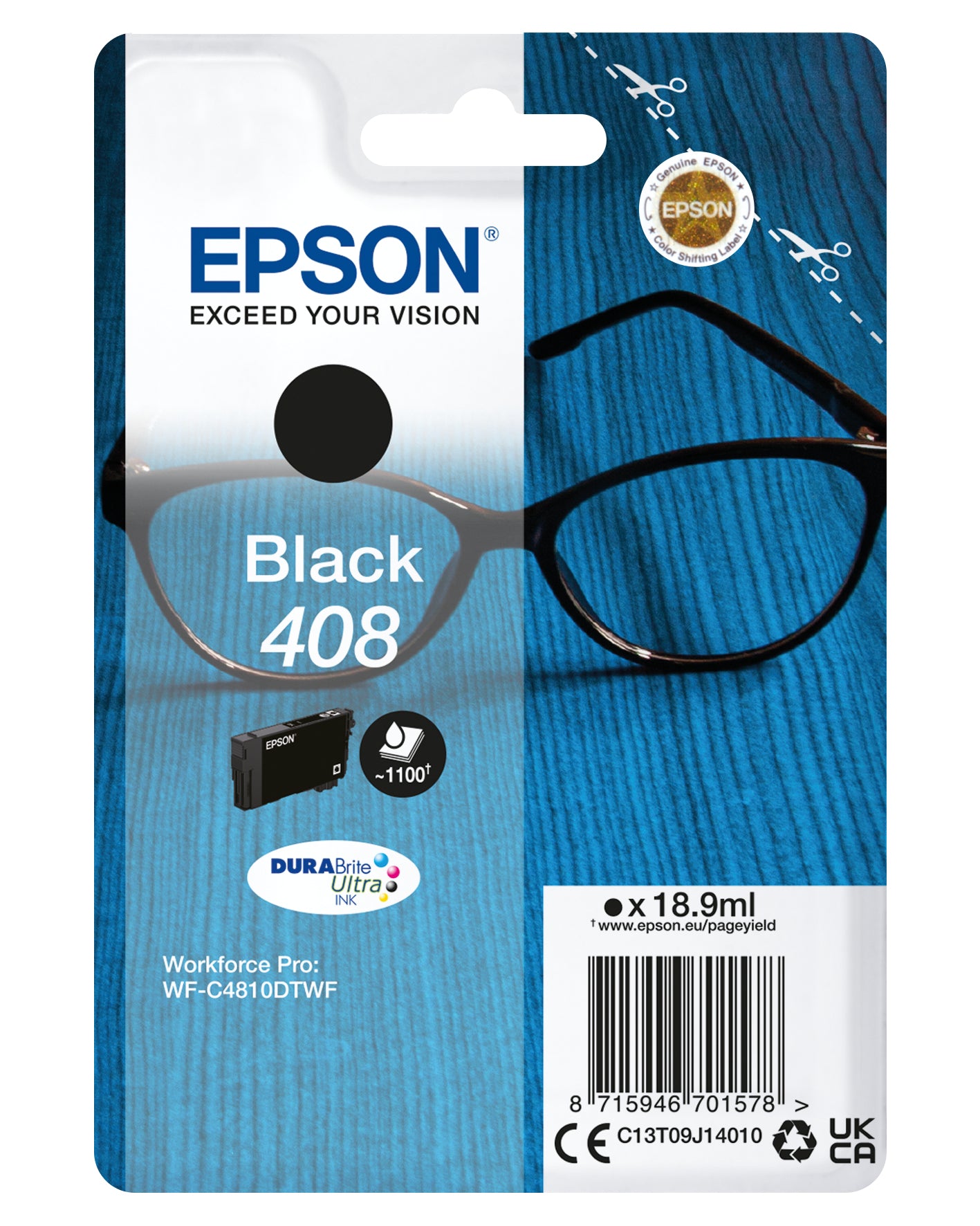 EPSON Singlepack Black 408 DURABrite Ultra Ink