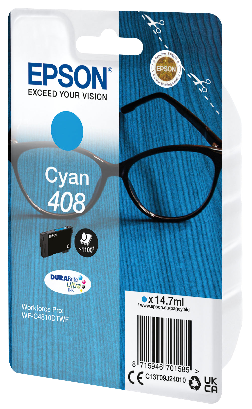 EPSON Singlepack Cyan 408 DURABrite Ultra Ink