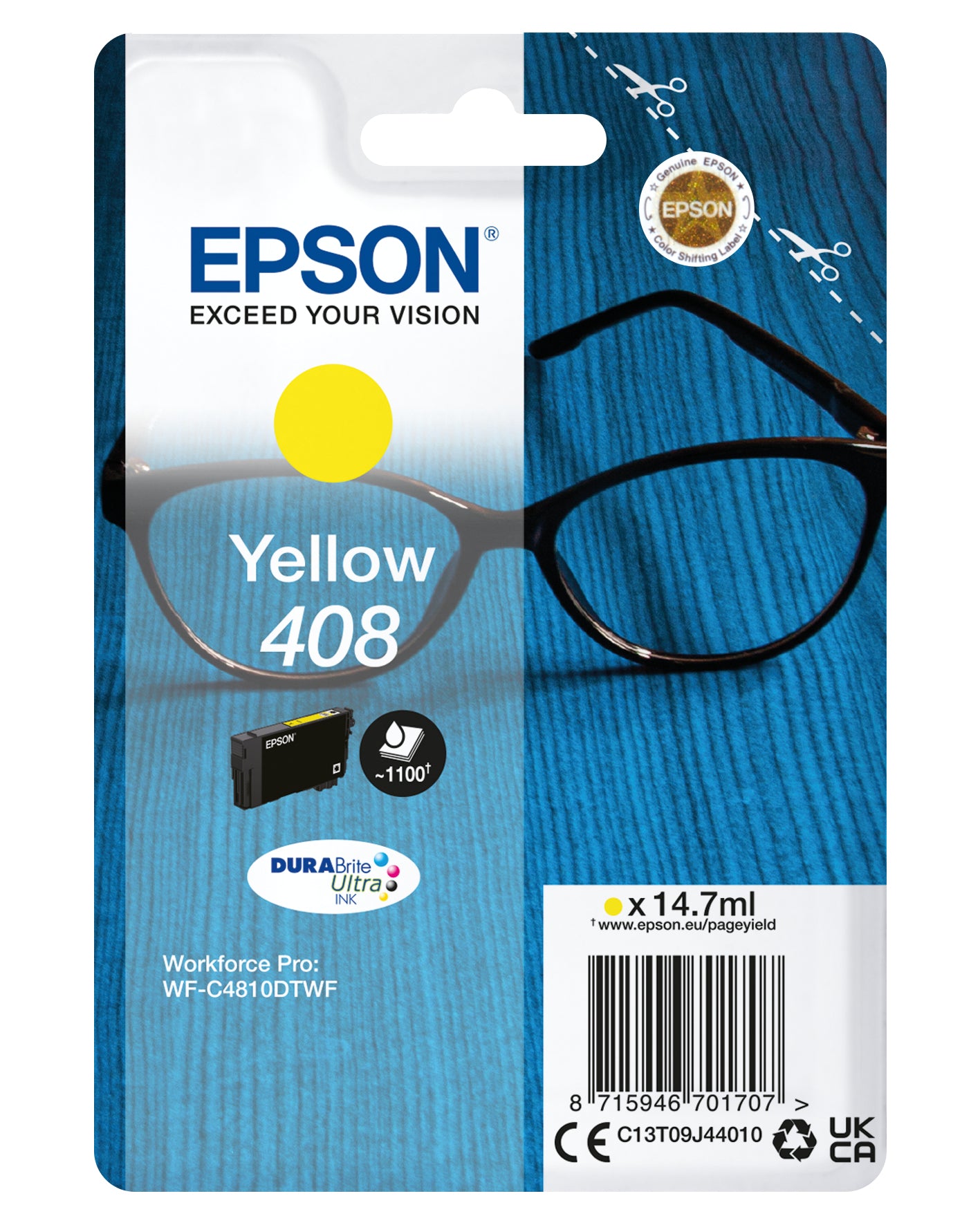 EPSON Singlepack Yellow 408 DURABrite Ultra Ink