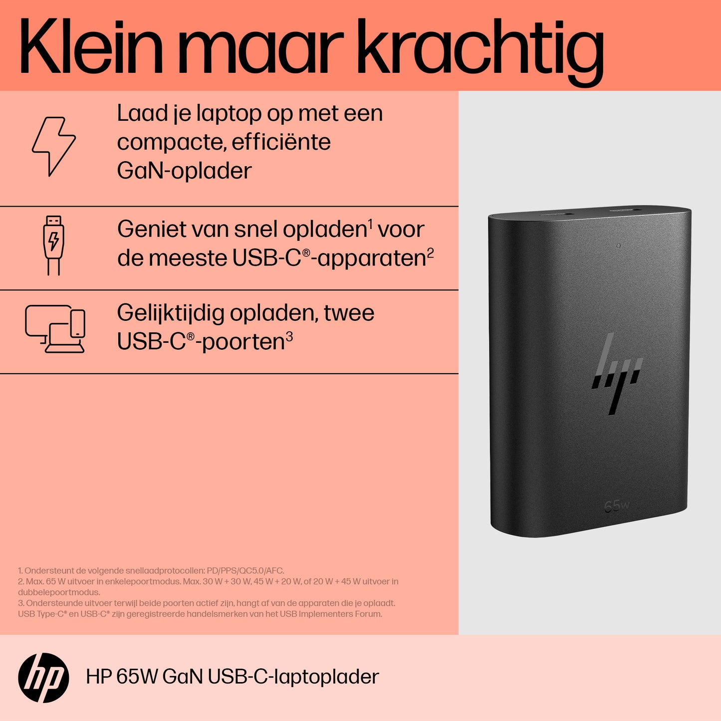 HP 65W USB-C GaN Laptop Charger