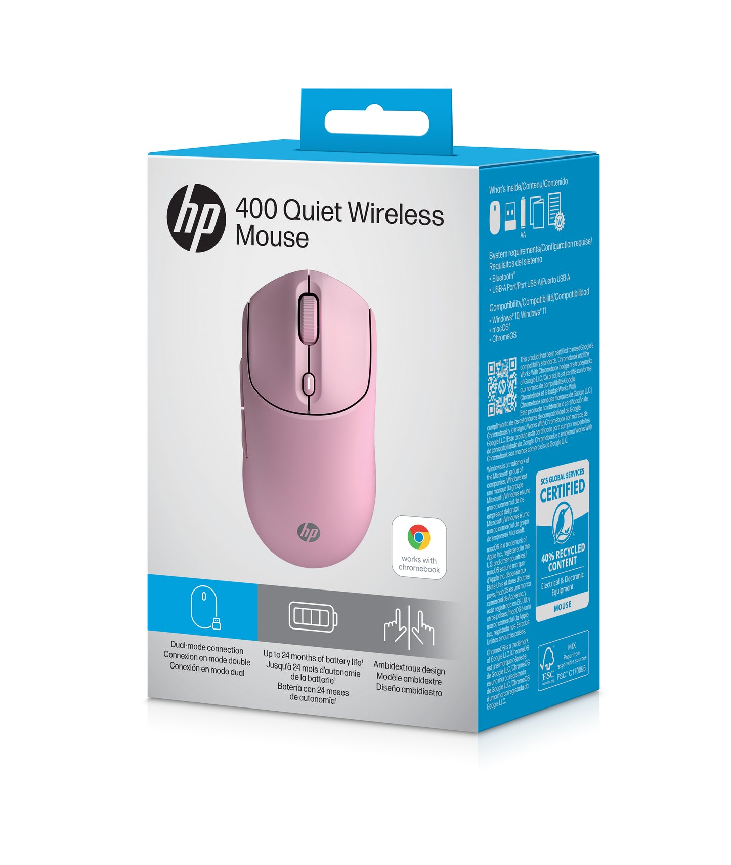 HP 400 Quiet PNK Wireless Mouse AZ7B5AA#ABB