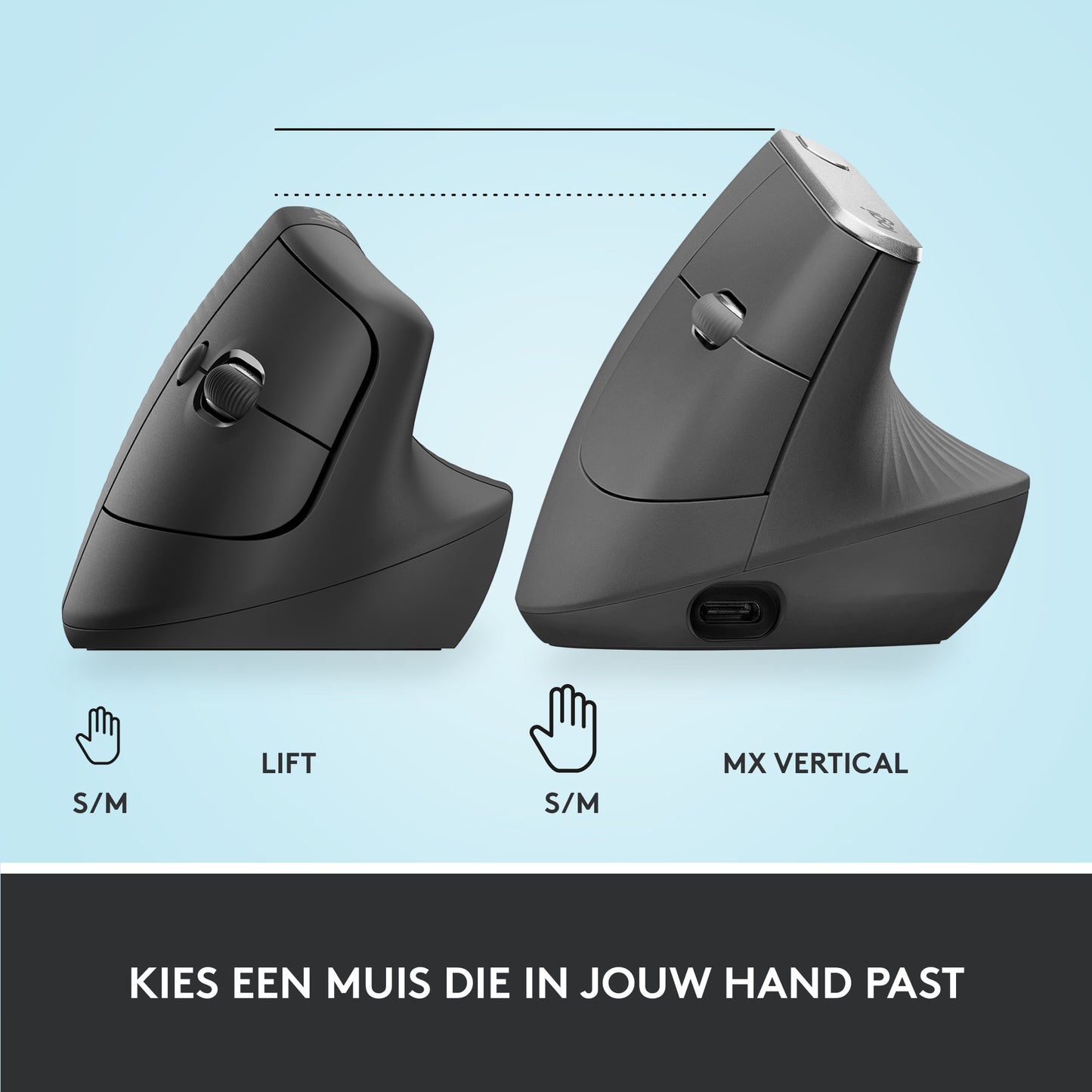 LOGITECH LIFT Right Vertical Ergonomic Mouse - GRAPHITE / BLACK - EMEA