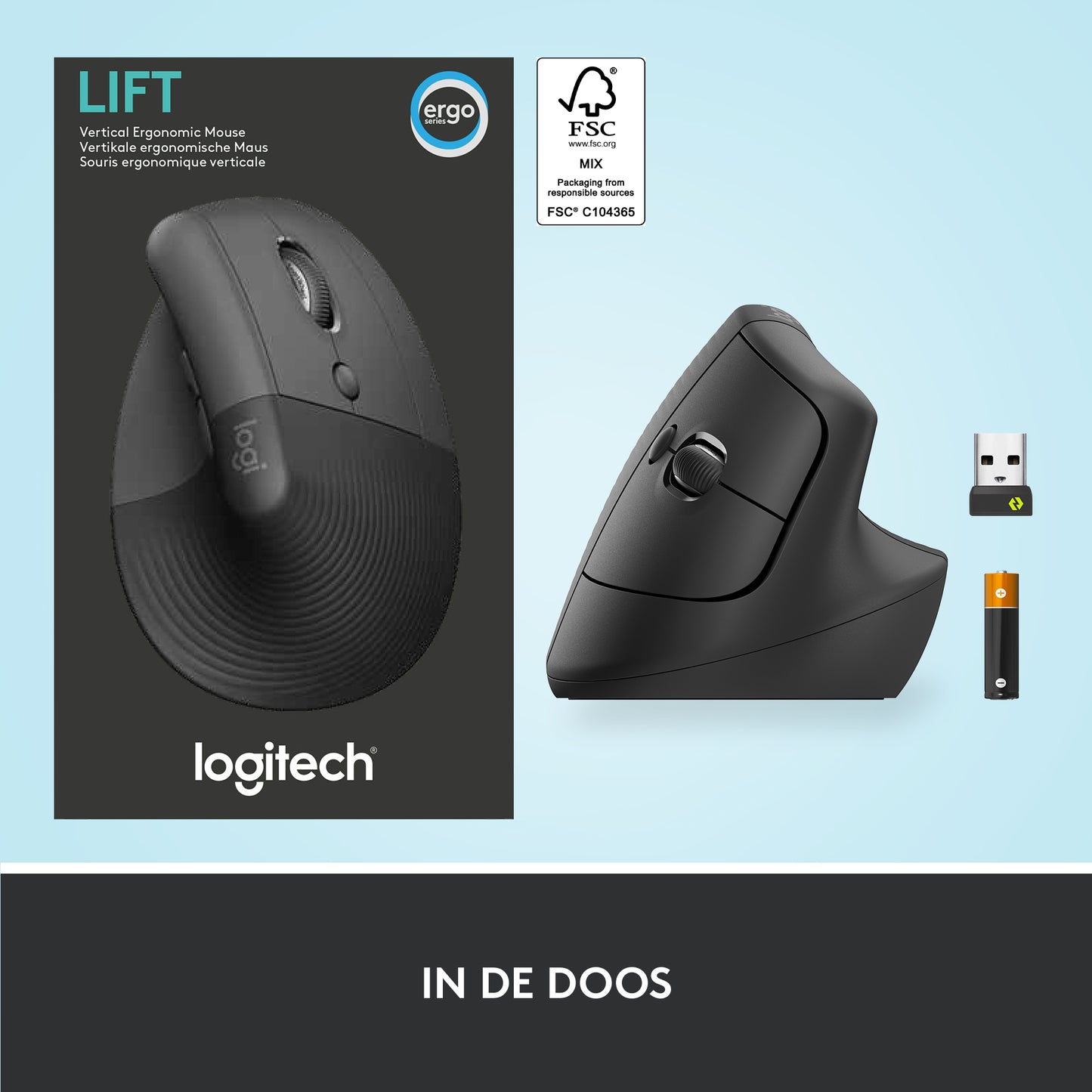 LOGITECH LIFT Right Vertical Ergonomic Mouse - GRAPHITE / BLACK - EMEA