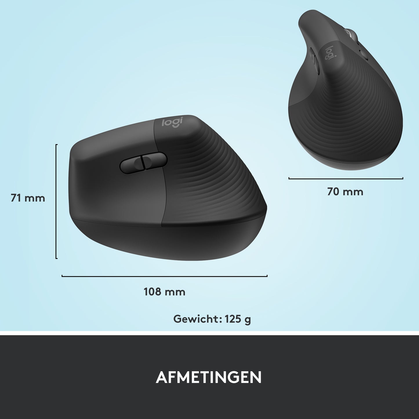 LOGITECH LIFT Right Vertical Ergonomic Mouse - GRAPHITE / BLACK - EMEA