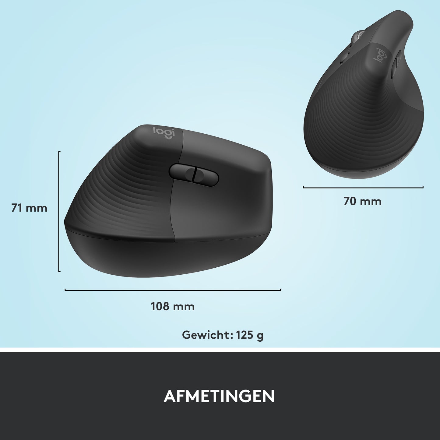 LOGITECH LIFT Left Vertical Ergonomic Mouse - GRAPHITE / BLACK - EMEA