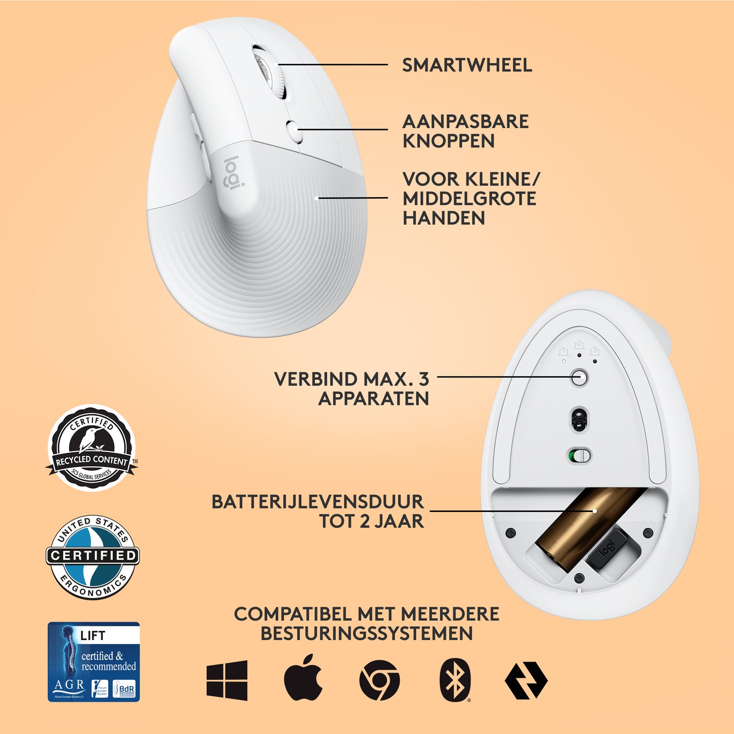 LOGITECH LIFT - OFF-WHITE/PALE GREY - EMEA