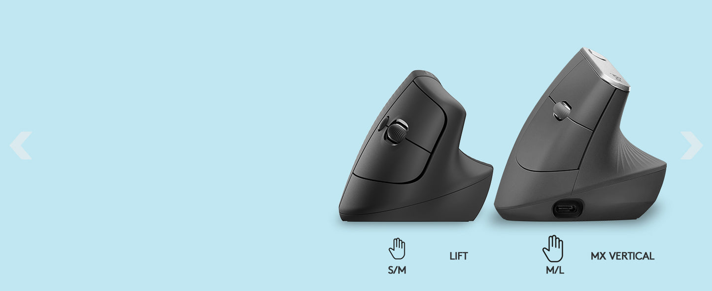 LOGITECH LIFT Right Vertical Ergonomic Mouse - GRAPHITE / BLACK - EMEA