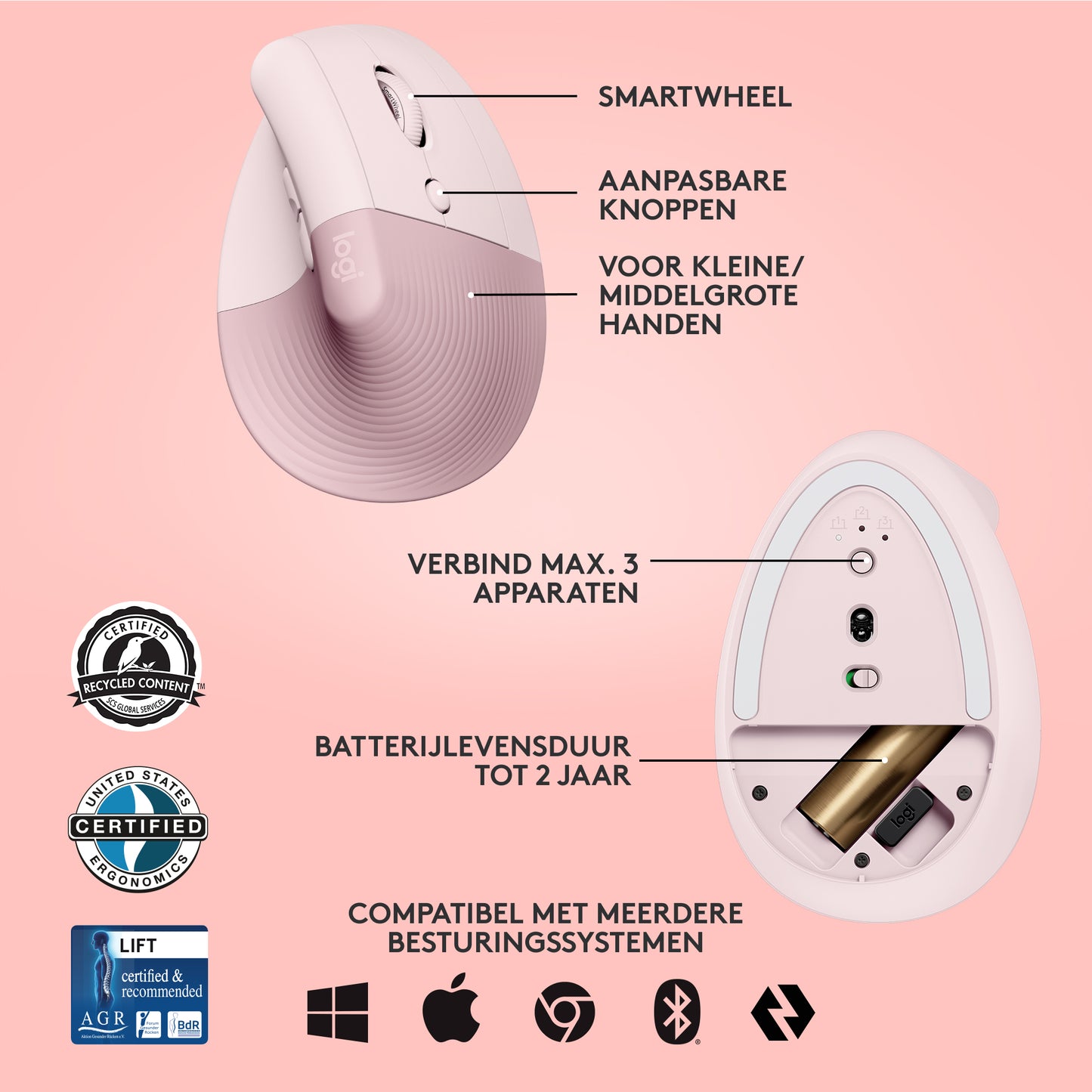 LOGITECH LIFT - ROSE/DARK ROSE - EMEA