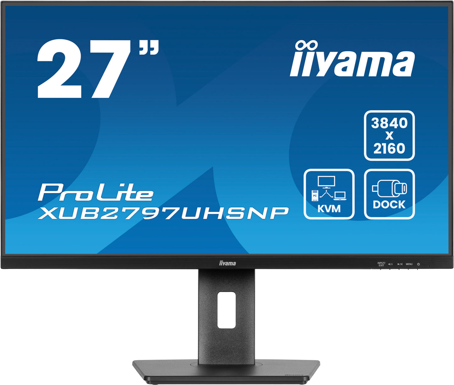 IIYAMA XUB2797UHSNP-B1 27inch IPS UHD 350cd/m2 4ms 15cm height adj. Stand HDMI DP USB-C Dock LAN Speakers