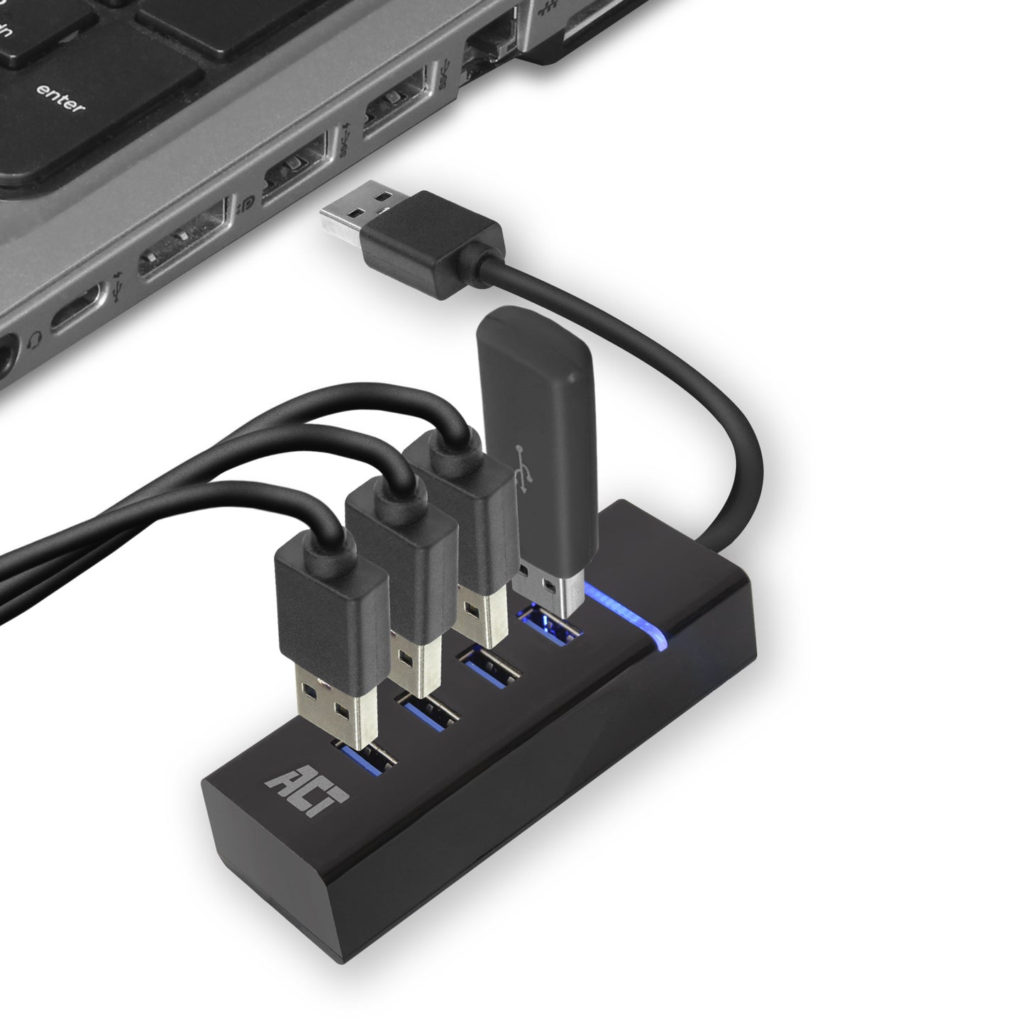 ACT USB Hub 3.2, 4x USB-A, zwart