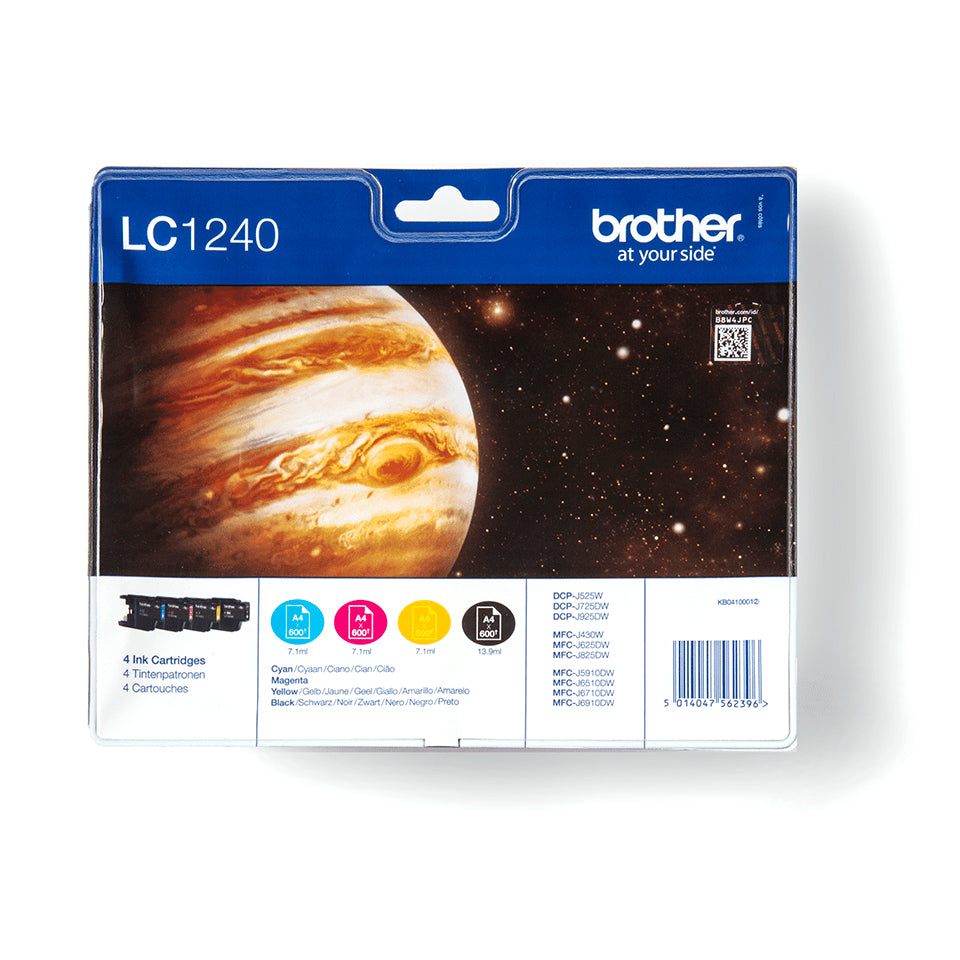 Brother LC1240VALBP inktcartridge pakket cyaan / magenta / geel / zwart