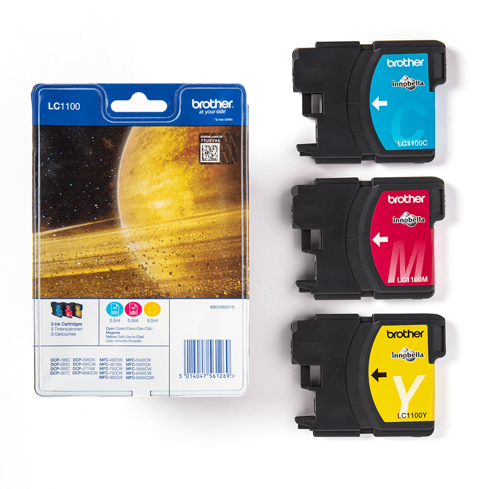 LC-1100 inktcartridge cyaan magenta en geel standard capacity 3 x 7.5ml 3 x 325pagina's 3-pack blister zonder alarm