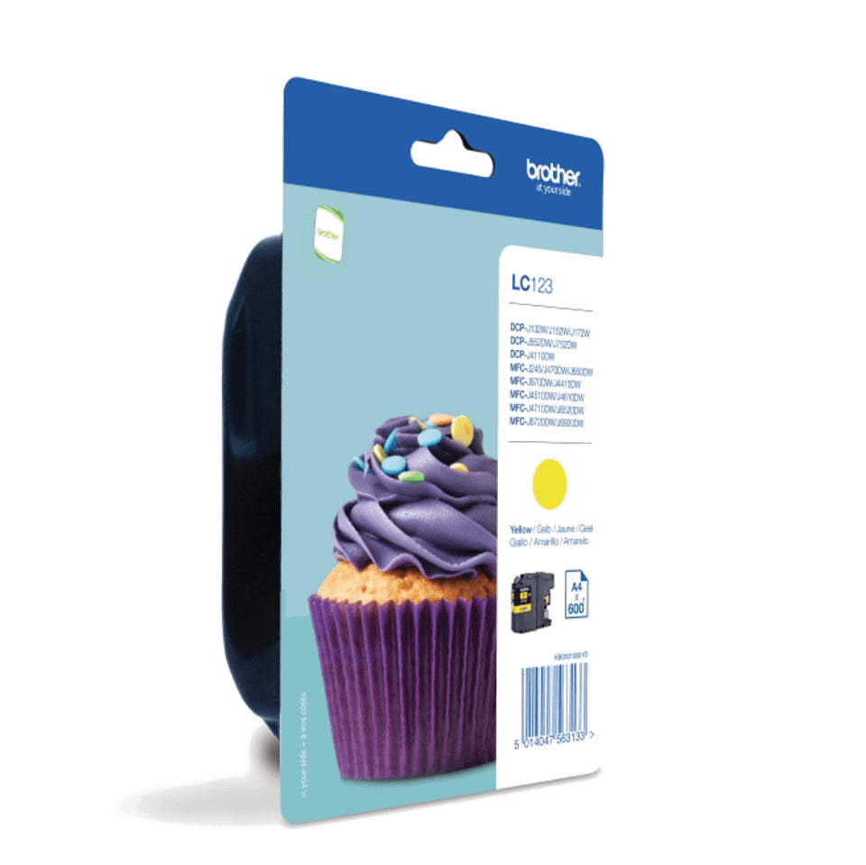 BROTHER LC-123 inktcartridge geel high capacity 600 pagina s 1-pack blister zonder alarm