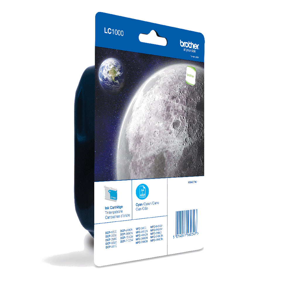 BROTHER LC-1000C inktcartridge cyaan standard capacity 400 pagina s 1-pack blister zonder alarm