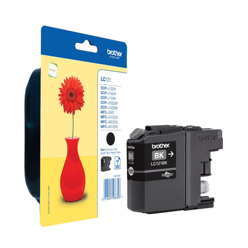 LC-121 inktcartridge zwart standard capacity 300 pagina's 1-pack blister zonderalarm