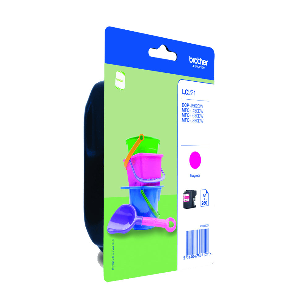 BROTHER LC-221MBP Inktcartridge Magenta Blister 300 pagina s