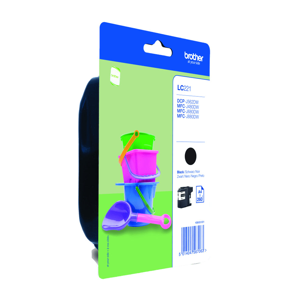 BROTHER LC-221BKBP Inktcartridge Zwart Blister 300 pagina s