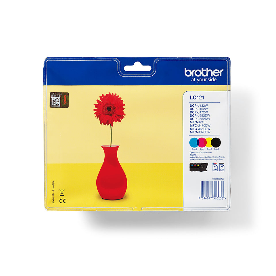 LC-121 inktcartridge zwart en drie kleuren 1-pack blister zonder alarm
