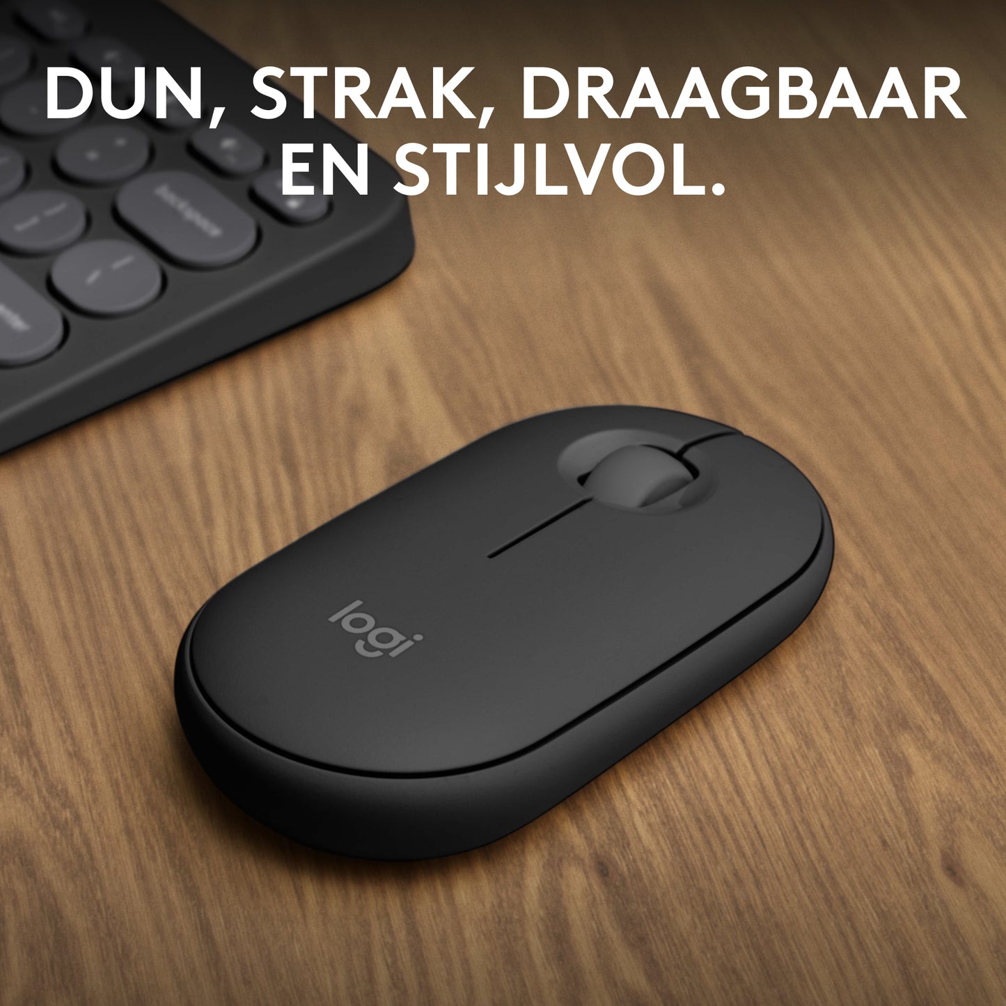 Logitech Pebble Mouse 2 M350s dunne draadloze Bluetooth-muis, Graphite, draagbaar, licht, aanpasbare knop, stil klikken, Easy-Switch, Window