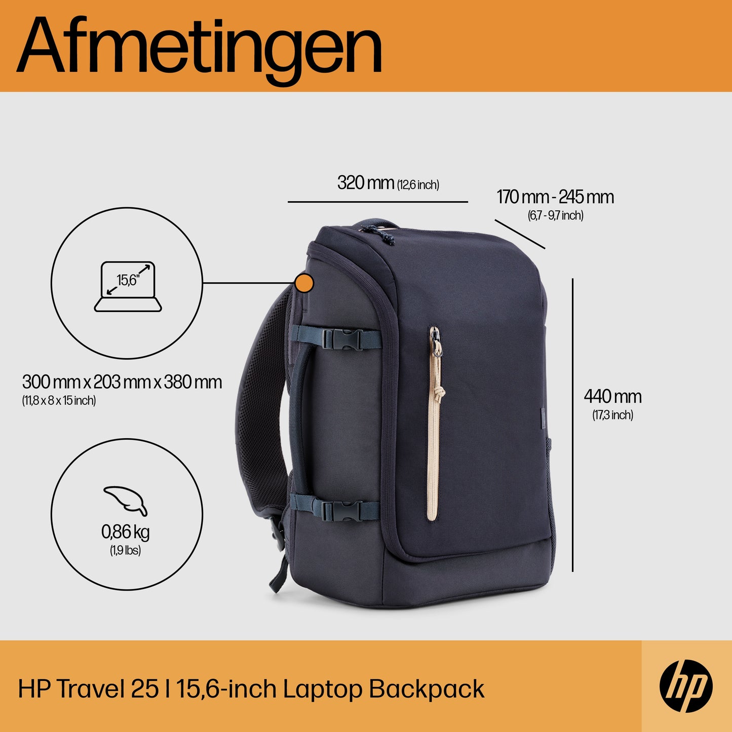 HP Travel 25L 15.6 Iron Grey Laptop Backpack