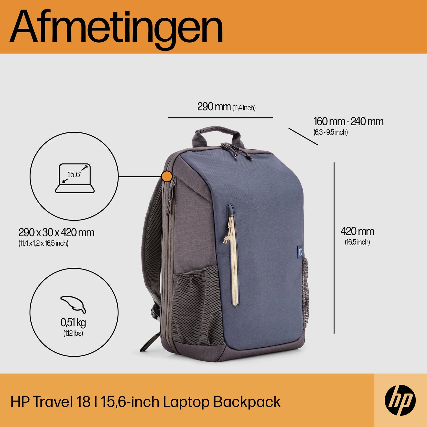 HP Travel 18L 15.6 Blue Night Laptop Backpack