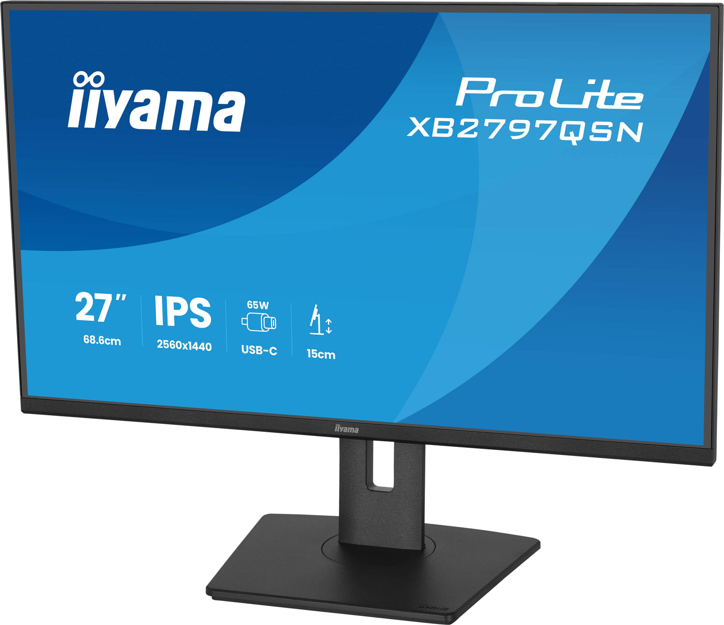 Iiyama Prolite XB2797QSN-B1 27WIDE LCD, 2560 x 1440 QHD, IPS panel, LED Bl., Adaptive Sync, USB-Hub (2xOut v3.2 +2xUSB-C(7,5 Watt)), Pivot,