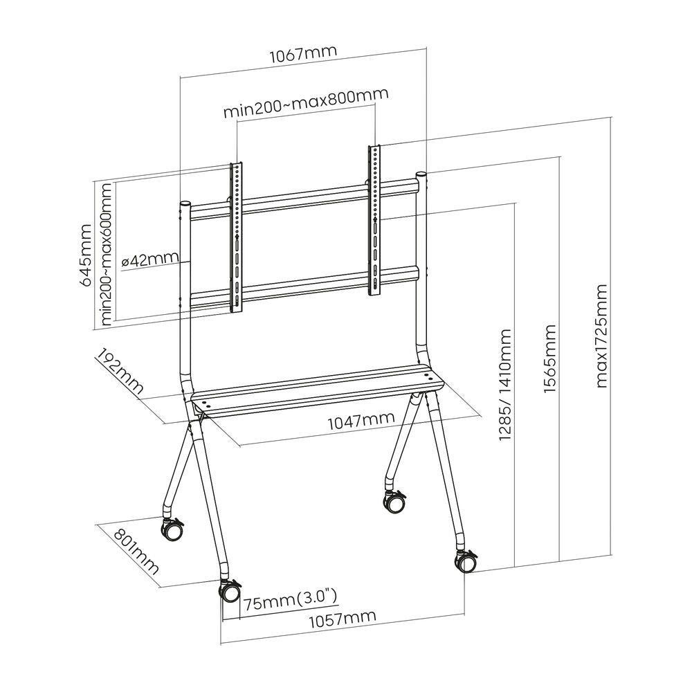 ACT Verrijdbare tv/monitor vloersteun, 50inch t/m 86inch, VESA